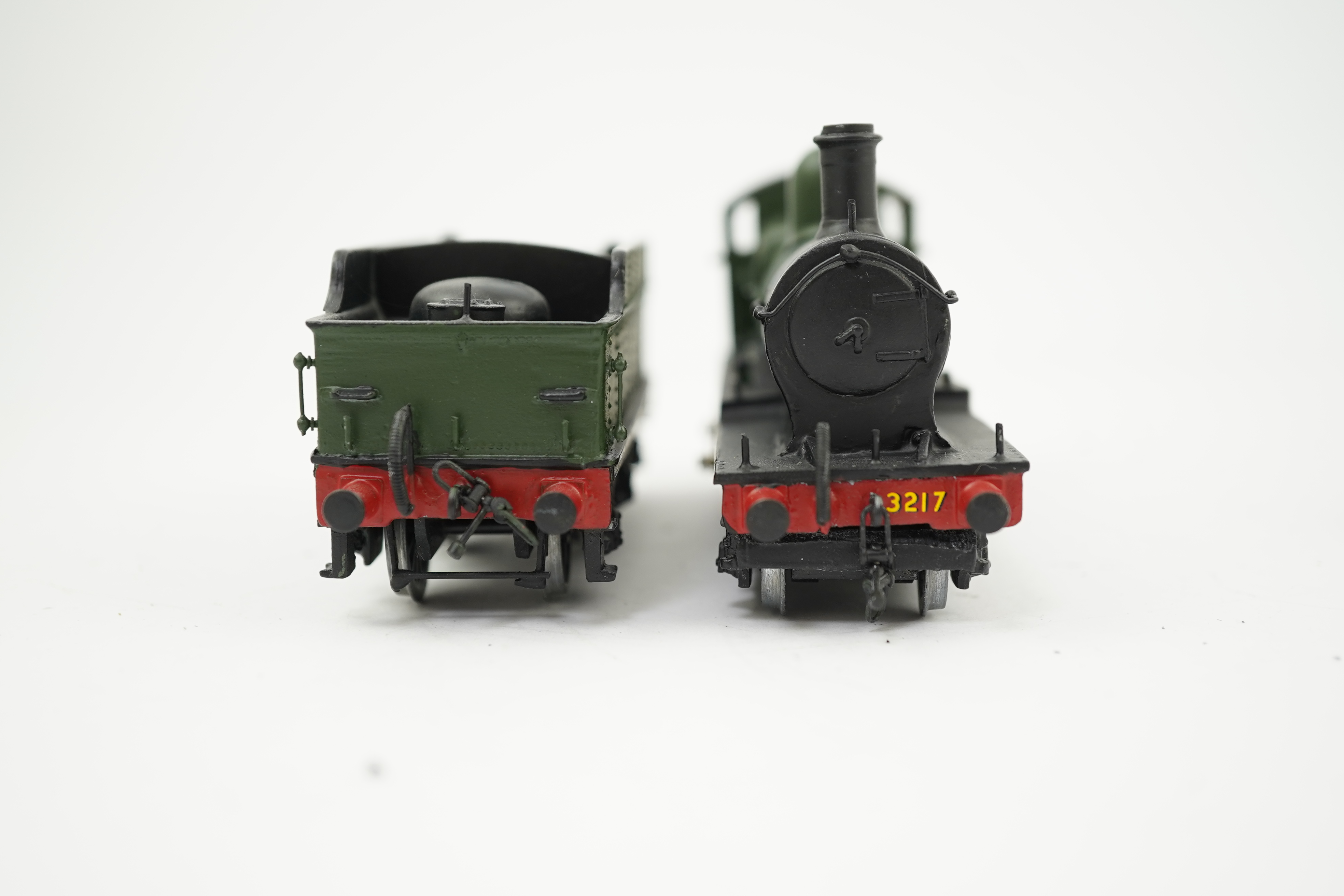 Two 00 gauge brass and white metal kit built GWR tender locomotives; an Armstrong 0-6-0, 671, together with an Earl class 4-4-0, Earl of Berkeley 3217, constructed, painted and lined to a high standard, both motored for
